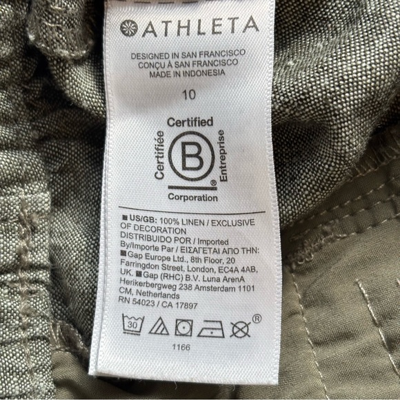 Athleta Voyager 100% Linen Olive Green Cropped Pants size 10 - Picture 9 of 13